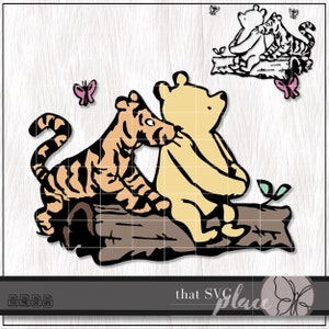 Winnie de Poeh SVG, Tigger SVG PNG clipart, klassieke Pooh Bear SVG, Cricut cut-bestand, sublimatie, digitale download