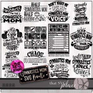 Gymnastik Mama SVG Bundle, Schule Mutter Wertschätzung Geschenk, Gymnastik Shirt SVG PNG, Sublimationsdesign, Cricut Cut Datei, Laser geschnitten Datei