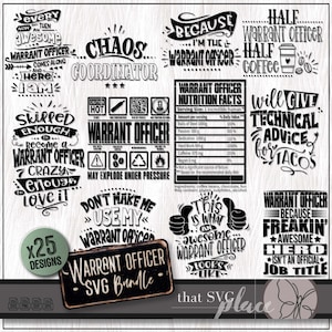 Warrant Officer SVG Bundle, Funny Warrant Officer SVG PNG, Appreciation Gift, Shirt Svg, Sublimation, Cricut Cut Files, Laser File