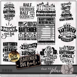 Barman SVG PNG Bundle, barmaid Svg, cadeau d'appréciation, chemise Clipart Svg, valeur nutritive Svg