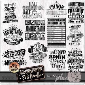 Bundle SVG administrateur, cadeau de remerciement pour le directeur d'école, chemise d'administrateur PNG SVG, conception par sublimation, fichier de coupe Cricut directeur adjoint