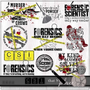 CSI Investigación de la escena del crimen SVG Clipart Bundle, Sangre, Esquema de tiza, Cinta policial SVG, Forense Svg Png Sublimación Cricut Cut File