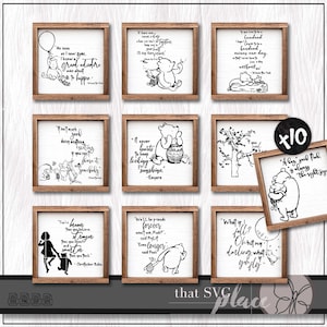Winnie de Poeh afdrukbare SVG-afdrukbare, klassieke Pooh kinderdagverblijf decor, Winnie de Poeh citaat wordt afgedrukt, kunst aan de muur kinderkamer, Cricut gesneden bestanden clipart