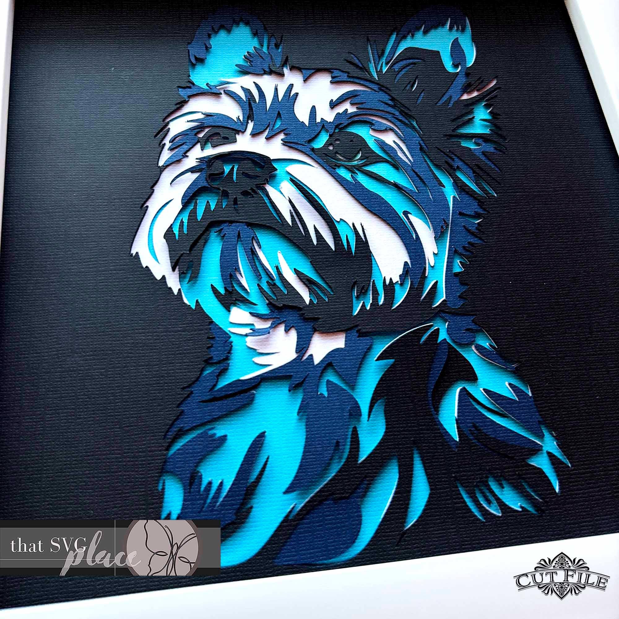 3D Yorkshire Terrier SVG, Layered Shadowbox Template, Paper Cut Light ...