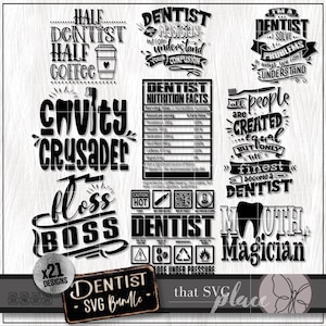 Pacote SVG PNG de dentista, SVG dental, presente de dentista, camiseta e copo Svg, Svg de dente, Svg de escova de dentes, presente de agradecimento, arquivo Cricut Cut