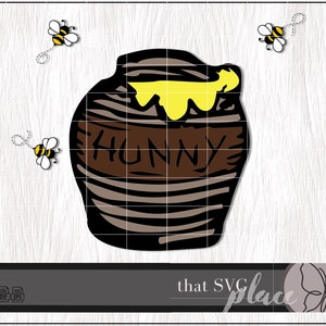 Klassieke Winnie de Poeh SVG PNG, Winnie de Poeh clipart, Honey Pot Bee Svg, Hunny Pot Svg Cricut Cut-bestand, digitale download