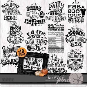 Math Teacher SVG, Halloween PNG Bundle, Classroom Decor SVG, Math Shirt Tumbler Design Svg Cut File, Silhouette, Glowforge Digital Download