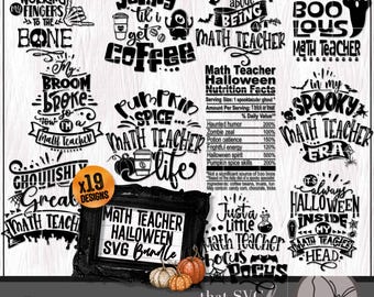 Math Teacher SVG, Halloween PNG Bundle, Classroom Decor SVG, Math Shirt Tumbler Design Svg Cut File, Silhouette, Glowforge Digital Download
