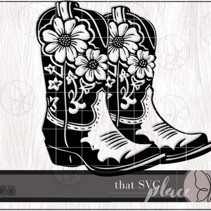 Stivali da cowboy SVG Stivali da cowgirl SVG PNG Dxf Clipart vettoriali per Cricut