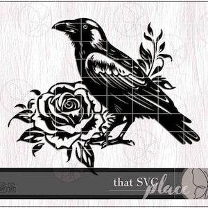 Gothic Floral Raven SVG PNG Clipart Files For Cricut Digital Download