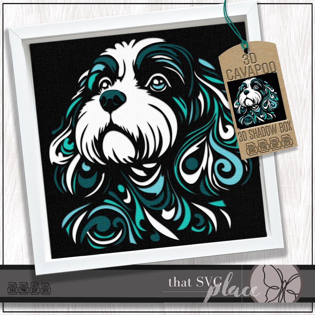 3D Cavapoo SVG, Layered Shadowbox Template, Paper Cut Light Box, Pet ...