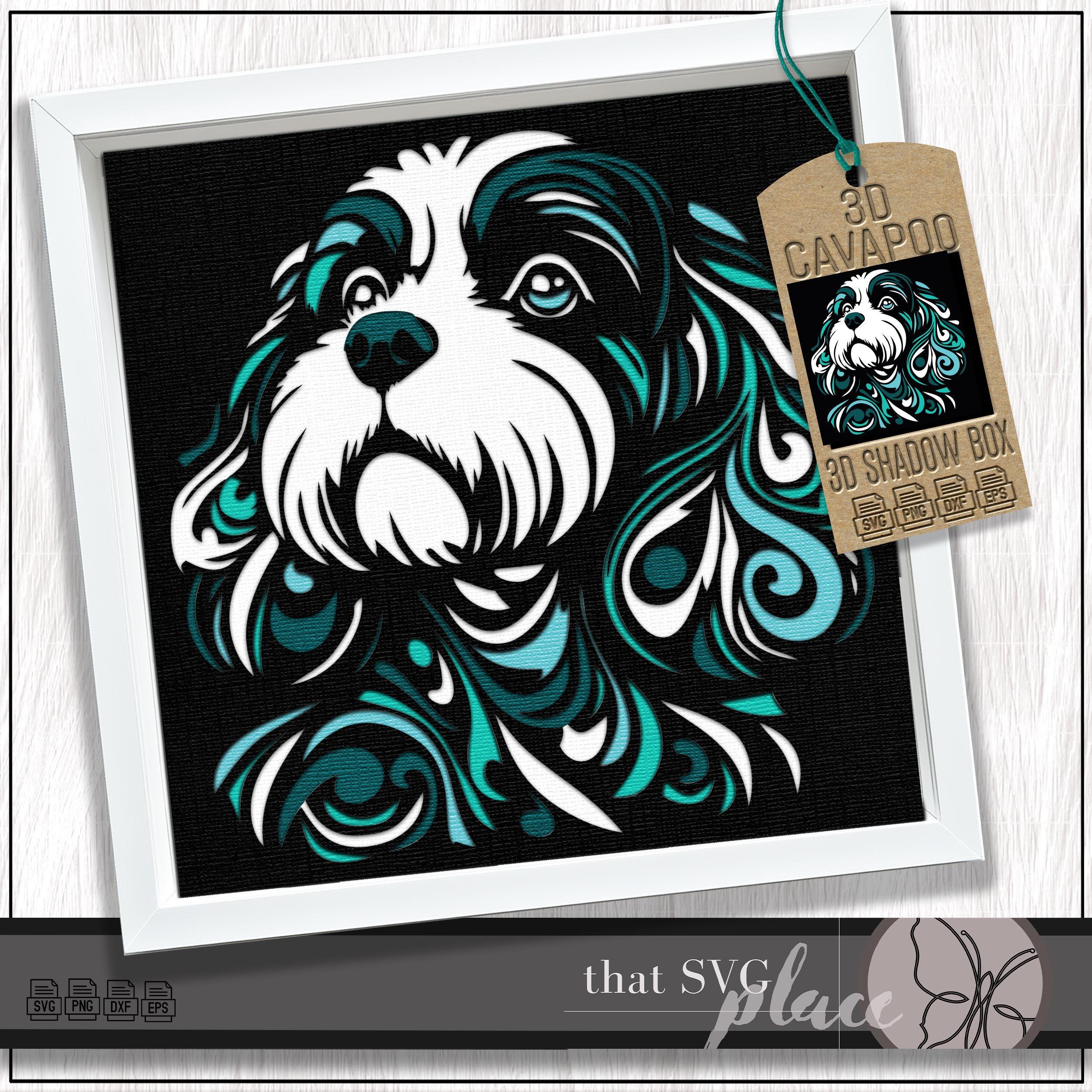 3D Cavapoo SVG, Layered Shadowbox Template, Paper Cut Light Box, Pet ...