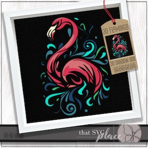 SVG fenicottero 3D, modello shadowbox a strati, lightbox in carta ritagliata, SVG uccello, shadowbox SVG, file di taglio Cricut