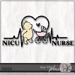 Infirmière de l'USIN SVG, classique Winnie l'ourson SVG Png Dxf Clipart, fichier de coupe Glowforge Silhouette ourson ours Svg Cricut, téléchargement numérique