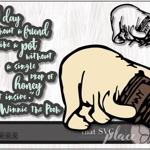 Winnie de Poeh SVG, Pooh Bear SVG, AA Milne citaat, Honey Pot png eps dxf Cricut silhouet Glowforge snijden-bestand, clipart