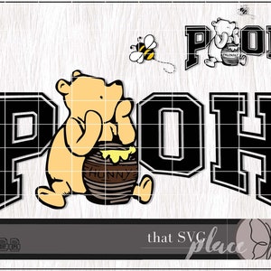 Klassieke Winnie de Poeh SVG DXF PNG Clipart, Pooh Bear Svg Cricut silhouet Glowforge snijden-bestand, digitale download