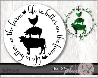 Granja SVG, Vida de granja SVG, PNG, eps, dxf Silueta Cricut Glowforge Cut File, Clipart, Sublimación, Archivo vectorial