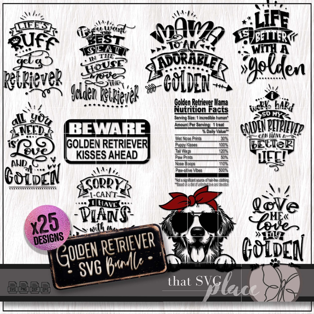 Golden Retriever SVG Bundle, Mom Dad Shirt PNG Clipart, Dog Lover Gifts ...