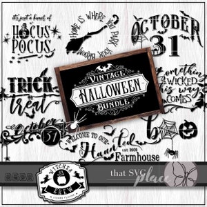 Vintage Halloween Sign SVG Bundle, Trick or Treat SVG, Apothecary Halloween Bundle SVG, Halloween Svg, Spooky Season Svg Cricut Cut File
