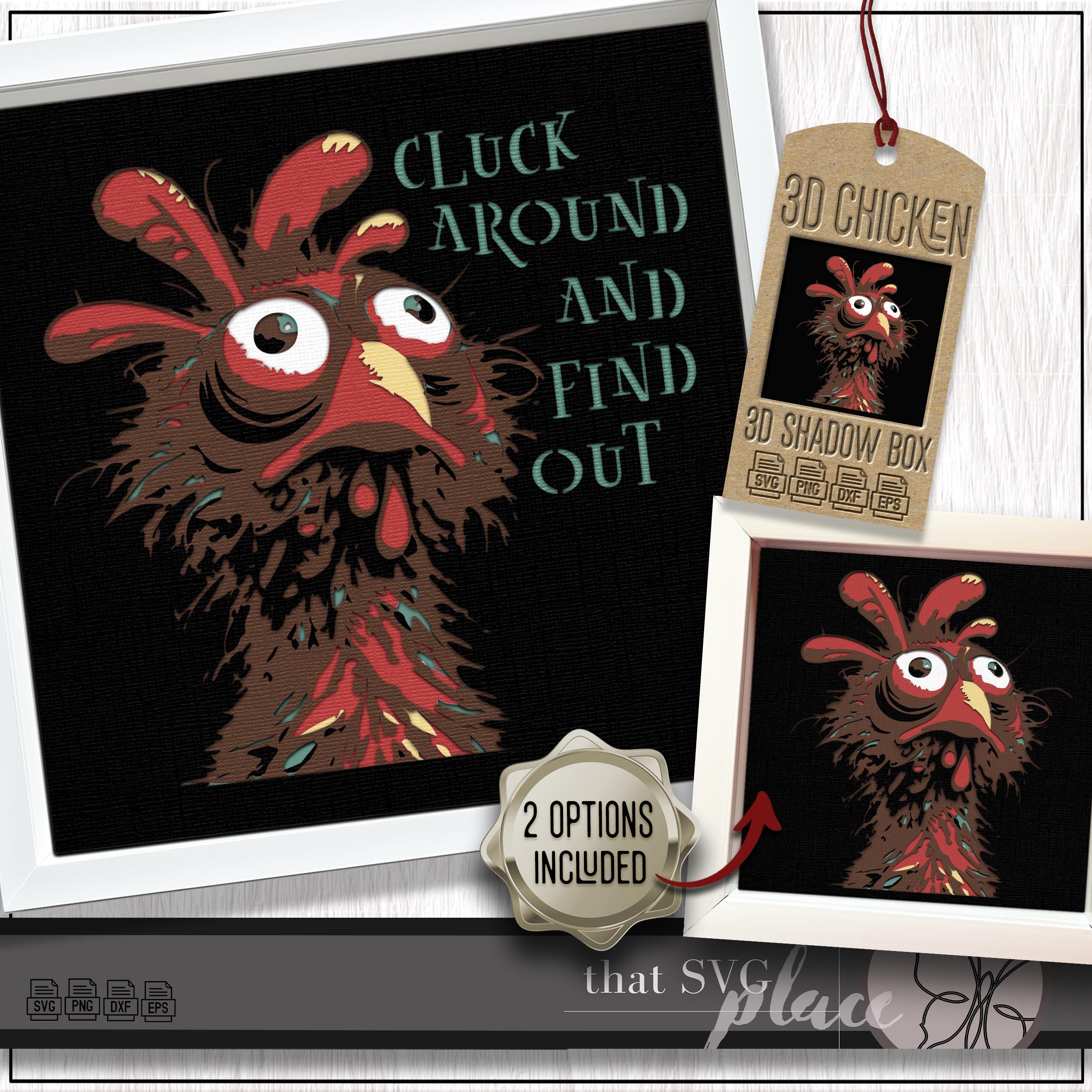 3D Chicken SVG #5, Layered Shadowbox Template, Paper Cut Light Box, Funny Quote, Rooster Shadow Box SVG, Cricut Cutting File