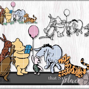 Winnie The Pooh, Ferkel, Eeyore, Kaninchen, Känguru SVG, PNG, Winnie the Pooh SVG, Cricut Plotterdatei, digitaler Download