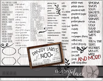 Canister Labels SVG, Pantry Labels SVG, Spice Labels SVG, Spice Jar Svg, Kitchen Labels Svg, Cricut Cut Files, Digital Download