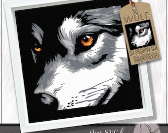 Wolf SVG, 3D Layered Shadowbox Template, Paper Cut Light Box, Wolf Head SVG, Shadow Box SVG, Cricut Cutting File