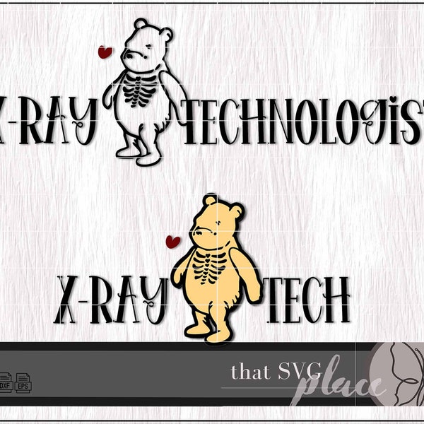 Xray Tech SVG, Classic Winnie the Pooh SVG PNG, Radiology Tech Svg, Rad Tech Svg, Cricut Cutting File