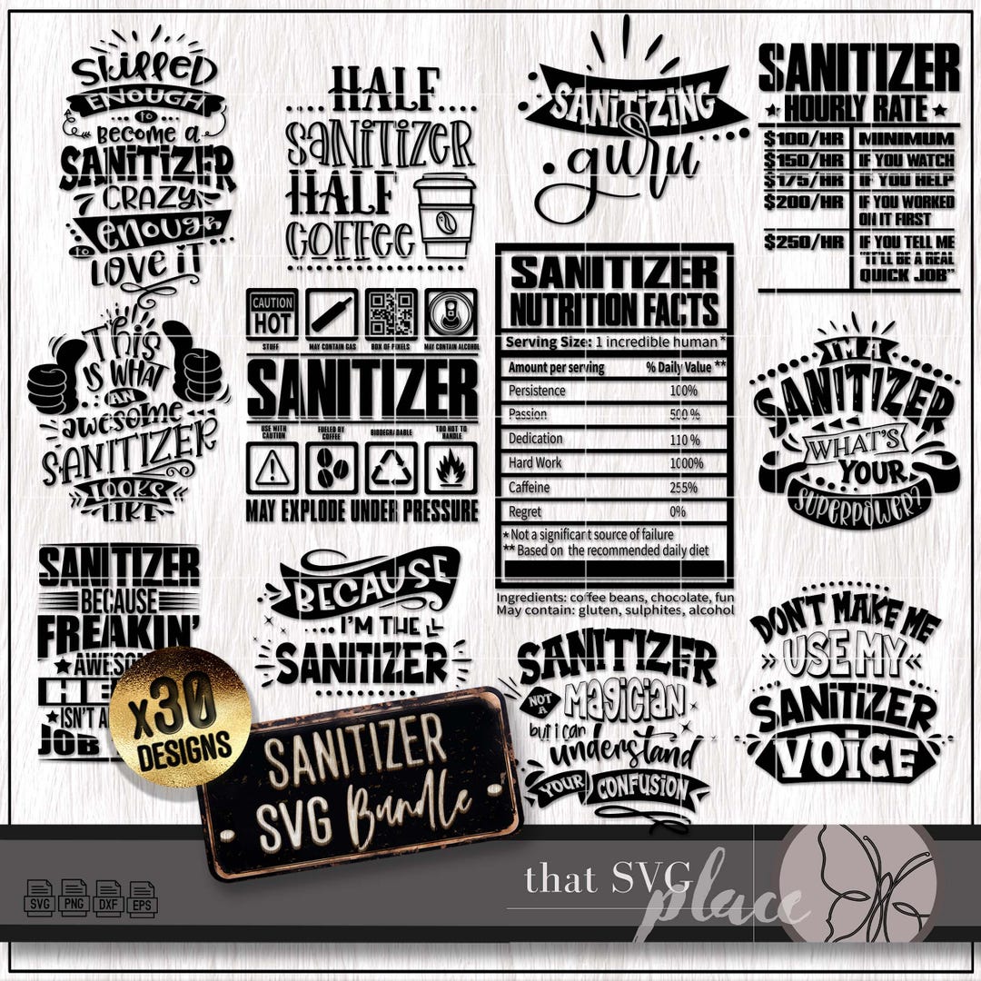 Sanitizer SVG, Disinfection Expert PNG Bundle, Commercial Cleaner SVG ...