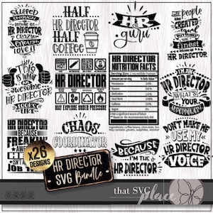 HR SVG, Diretor de Recursos Humanos Svg Png Bundle, Engraçado HR Svg para Presentes de Apreciação de RH, Presente de Colega de Trabalho ou Gerente, Download Digital, Cricut