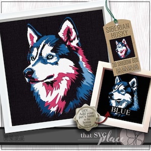 Siberian Husky SVG, geschichtete Schattenbox Vorlage, Papierschnitt Licht Box, lustiges Zitat, Hund Schattenbox SVG, Cricut Schneidedatei
