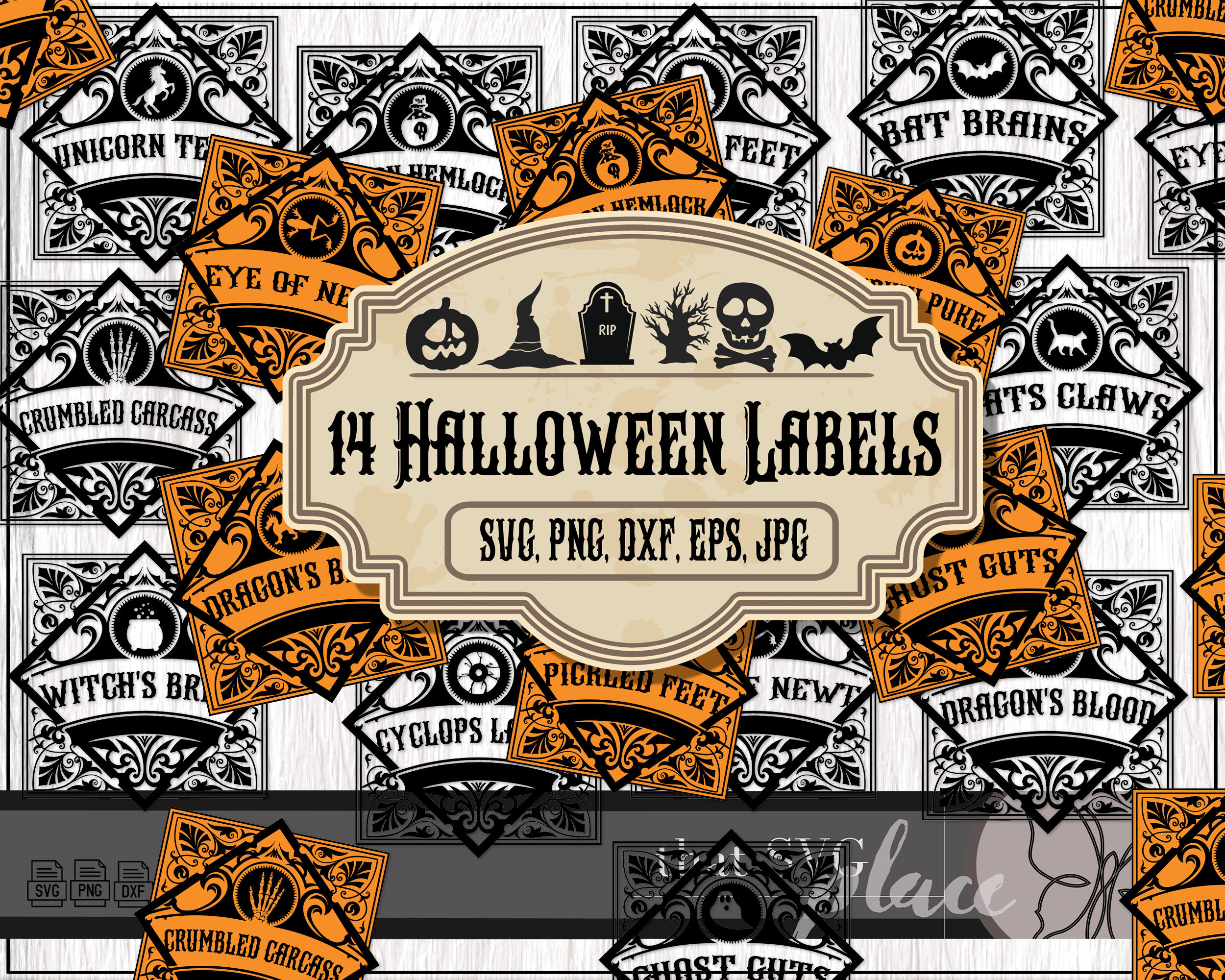 Halloween SVG Bundle, Apothecary Label SVG, Bat Svg, Witch Svg ...