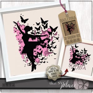 Bailarina 3D SVG n.° 2, plantilla de caja de sombras en capas 3D, bailarina Svg, caja de luz cortada en papel, caja de sombras SVG, caja de luz, archivo de corte Cricut