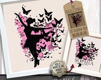 3D Ballerina SVG #2, 3D Layered Shadowbox Template, Dancer Svg, Paper Cut Light Box, Shadow Box SVG, Lightbox, Cricut Cutting File