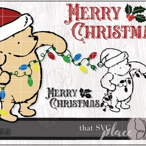 Winnie de Poeh SVG, Kerstmis SVG, Pooh Bear SVG, klassieke Pooh Svg, silhouet Cricut snijden-bestand