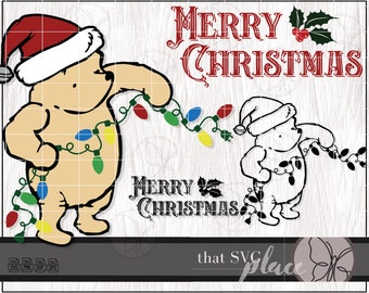 Winnie-the-Pooh SVG, Christmas SVG, Pooh Bear SVG, Classic Pooh Svg, Silhouette Cricut Cutting File