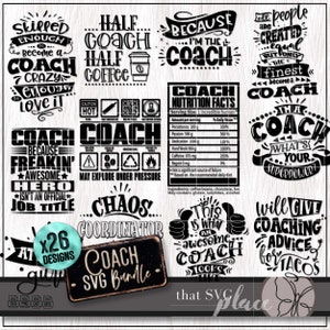 Bundle SVG entraîneur, cadeau de remerciement pour entraîneur scolaire, chemise SVG PNG, design par sublimation, fichier de coupe Cricut coordinateur du chaos, Svg laser
