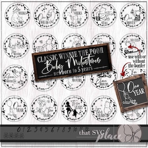 Bébé jalon SVG, Winnie l'ourson, Winnie l'ourson classique, porcelet, tigrou, Bourriquet SVG, fichier de coupe Cricut Silhouette Glowforge