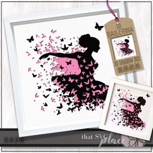 Ballerine 3D SVG #3, modèle Shadowbox en couches 3D, Svg de danseuse, caisson lumineux en papier découpé, Shadow Box SVG, Lightbox, fichier de coupe Cricut