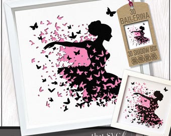 3D Ballerina SVG #3, 3D Layered Shadowbox Template, Dancer Svg, Paper Cut Light Box, Shadow Box SVG, Lightbox, Cricut Cutting File