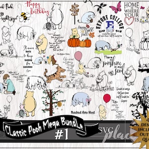 Winnie de Poeh SVG, klassieke Poeh SVG, Knorretje SVG, Iejoor Svg, Tigger Svg, Christopher Robin Svg, Cricut Cut-bestanden
