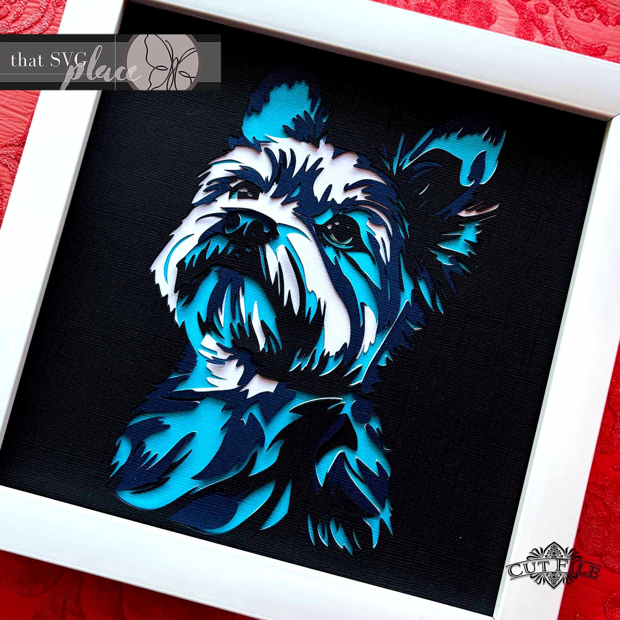 3D Yorkshire Terrier SVG, Layered Shadowbox Template, Paper Cut Light ...