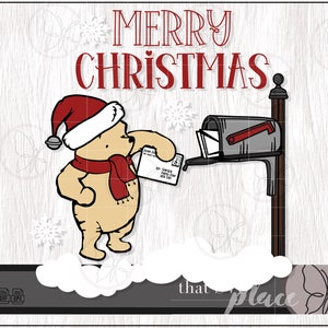 Winnie de Poeh SVG, Kerstmis SVG, klassieke Winnie de Poeh SVG, klassieke Poeh Svg, silhouet Cricut snijbestand
