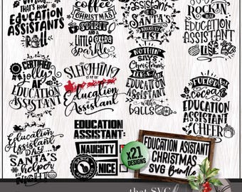 Education Assistant SVG, Christmas PNG Bundle, Educator SVG, Appreciation Gift, School Teaching Assistant Svg, Shirt Svg, Cricut Cut File