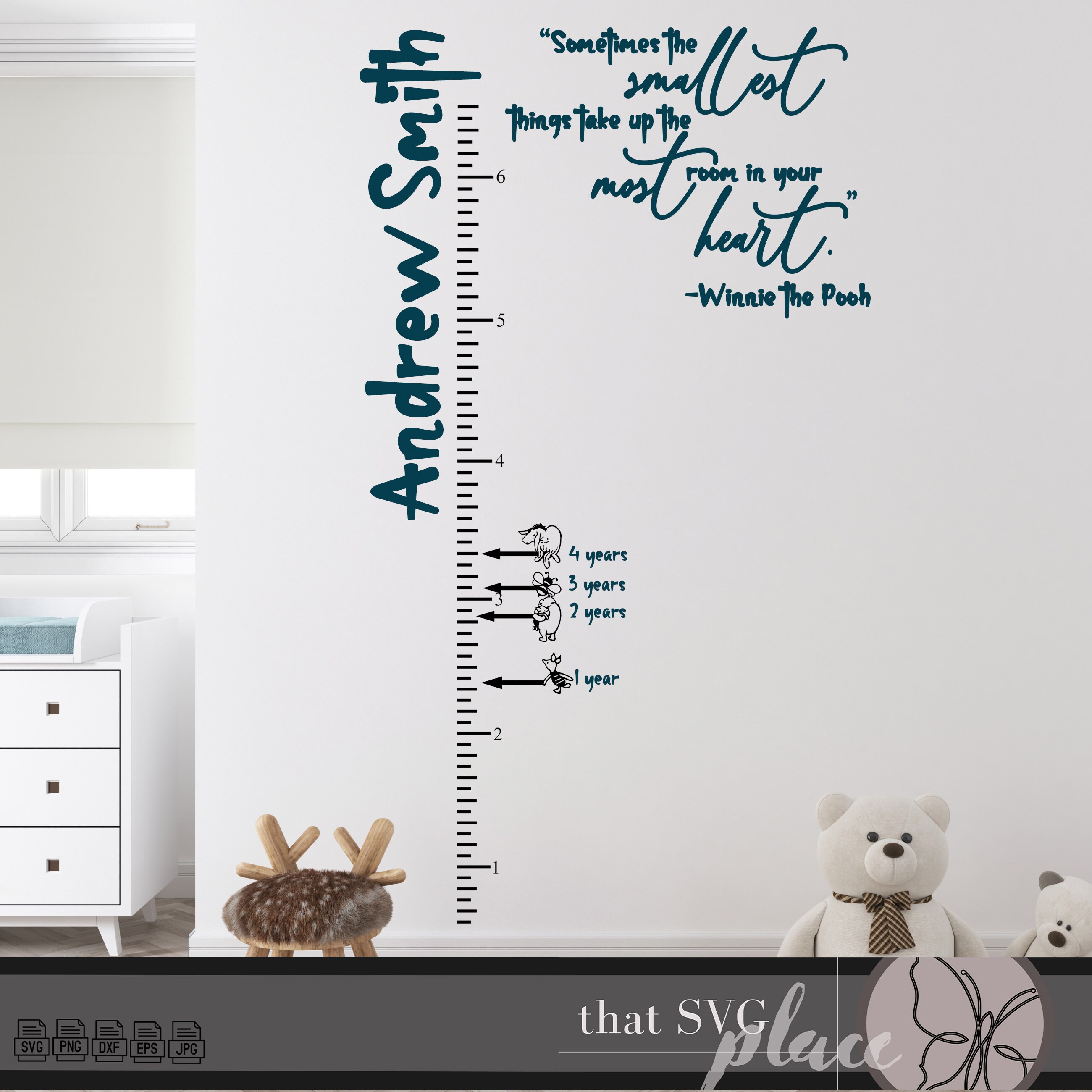 Growth Chart SVG Classic Winnie the Pooh Growth Chart Ruler Etsy