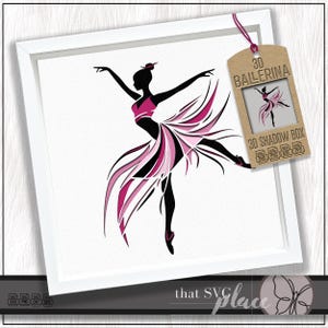 3D ballerina SVG #4, 3D gelaagde schaduwbox sjabloon, danseres Svg, papier gesneden lichtbak, Shadow Box SVG, lightbox, Cricut snijbestand