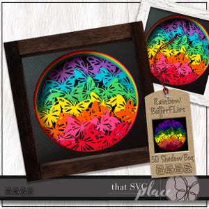Papillon 3D SVG, SVG Shadow Box, papillons arc-en-ciel caisson lumineux SVG, fichier de coupe Cricut
