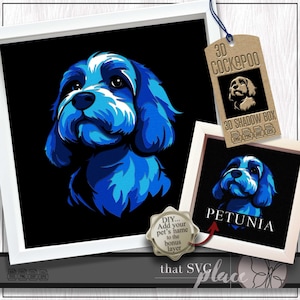 Cockapoo 3D SVG, modello di shadowbox a strati, light box di carta tagliata, memoriale per animali domestici, shadow box per cani SVG, file di taglio Cricut
