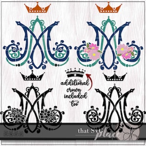 Virgen María SVG, Auspicio María SVG, Madre María de Dios SVG, Monograma Mariano Svg, Virgen De Guadalupe Svg, Arte Católico Svg Símbolo