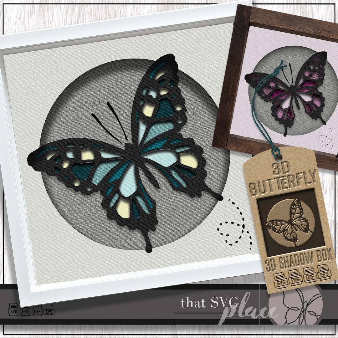3D Butterfly SVG, Layered Shadowbox Template, Paper Cut Light Box ...